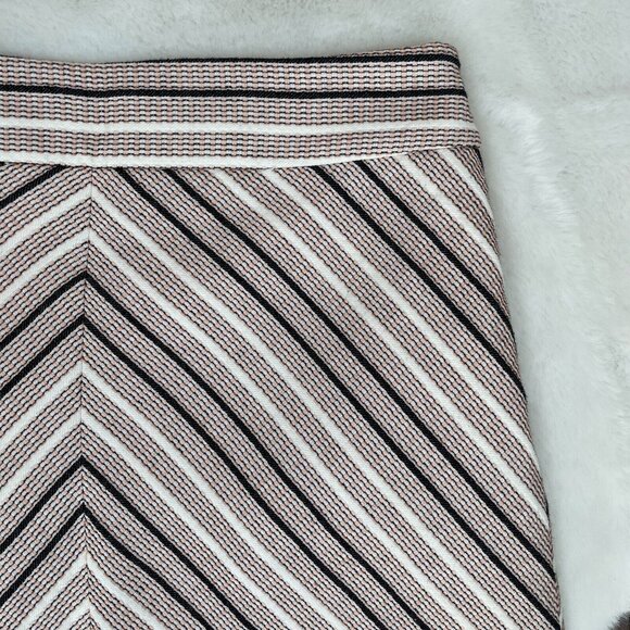 LOFT A-Line Skirt 8 Textured Stripe Peach Navy Blue Women's - Picture 2 of 11